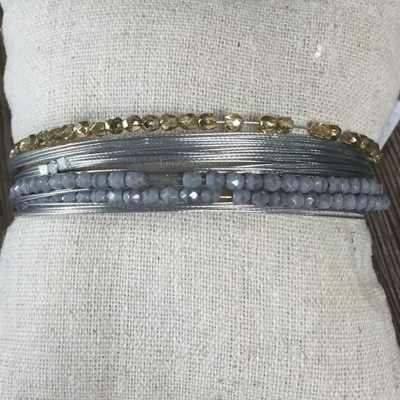 Seasonal Whispers Gray Silver/Gold Bead Bracelet - Picture 2 of 5